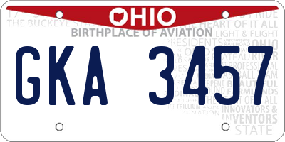 OH license plate GKA3457