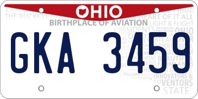 OH license plate GKA3459