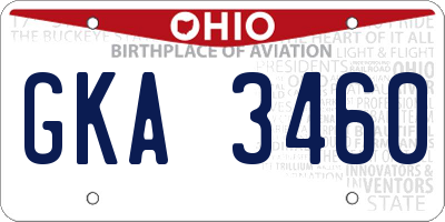 OH license plate GKA3460