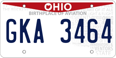 OH license plate GKA3464