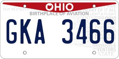 OH license plate GKA3466