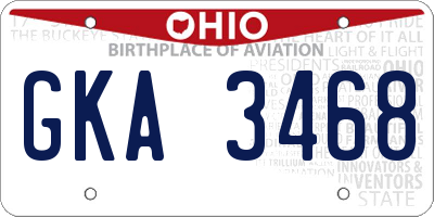 OH license plate GKA3468