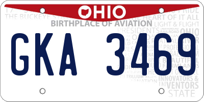 OH license plate GKA3469