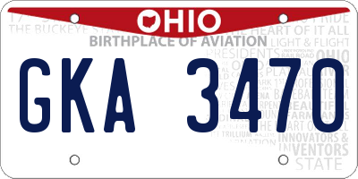OH license plate GKA3470