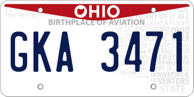 OH license plate GKA3471