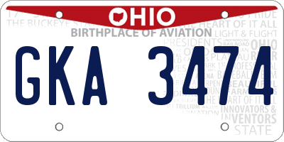 OH license plate GKA3474