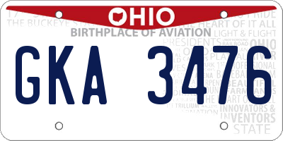 OH license plate GKA3476