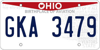 OH license plate GKA3479