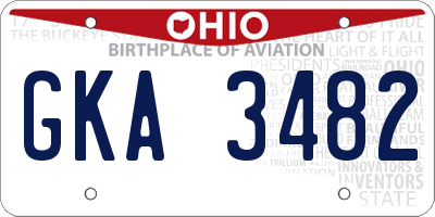OH license plate GKA3482