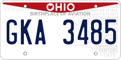 OH license plate GKA3485