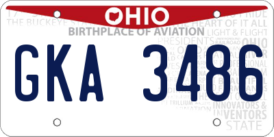 OH license plate GKA3486