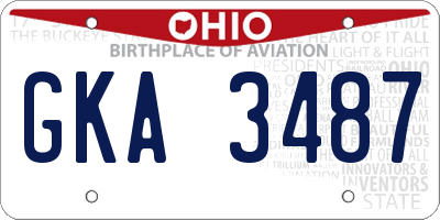 OH license plate GKA3487