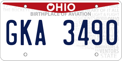 OH license plate GKA3490
