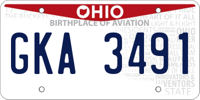 OH license plate GKA3491