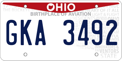 OH license plate GKA3492