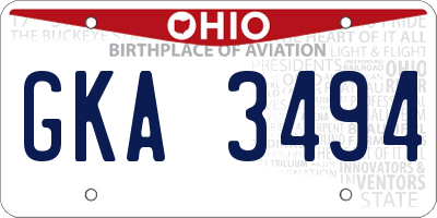 OH license plate GKA3494