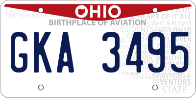 OH license plate GKA3495