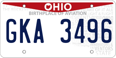 OH license plate GKA3496
