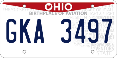 OH license plate GKA3497