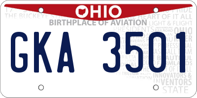 OH license plate GKA3501