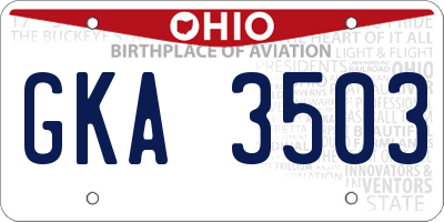 OH license plate GKA3503
