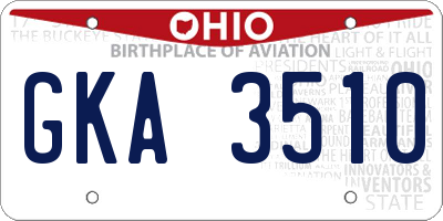 OH license plate GKA3510