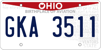 OH license plate GKA3511