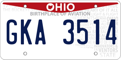 OH license plate GKA3514