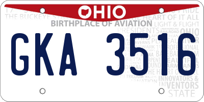 OH license plate GKA3516