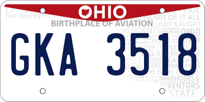 OH license plate GKA3518