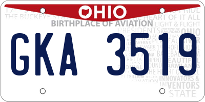 OH license plate GKA3519
