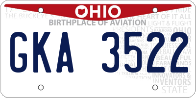 OH license plate GKA3522