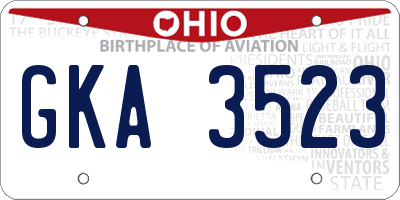OH license plate GKA3523