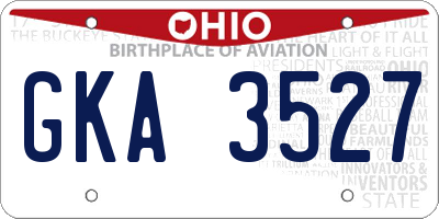 OH license plate GKA3527