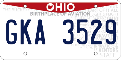 OH license plate GKA3529