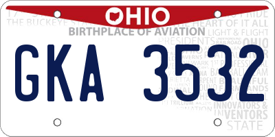 OH license plate GKA3532