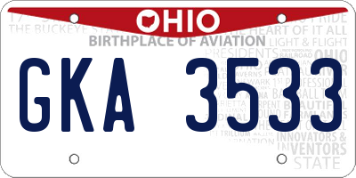 OH license plate GKA3533
