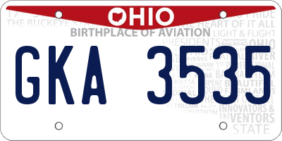 OH license plate GKA3535