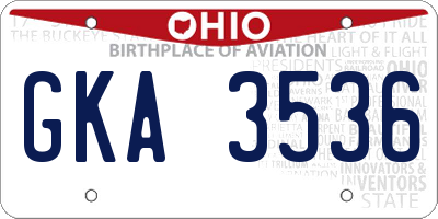 OH license plate GKA3536