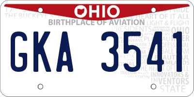 OH license plate GKA3541
