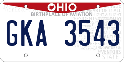 OH license plate GKA3543