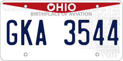 OH license plate GKA3544