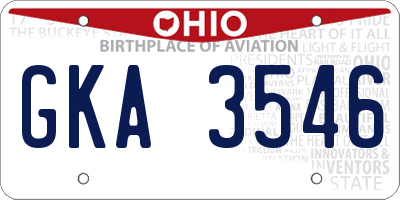 OH license plate GKA3546