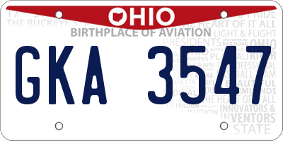 OH license plate GKA3547
