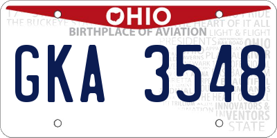 OH license plate GKA3548
