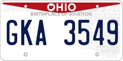 OH license plate GKA3549
