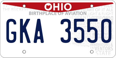 OH license plate GKA3550
