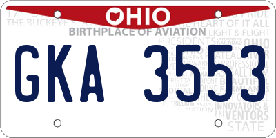 OH license plate GKA3553