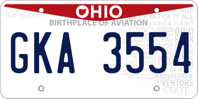 OH license plate GKA3554