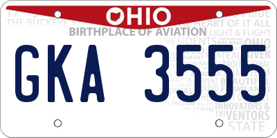 OH license plate GKA3555